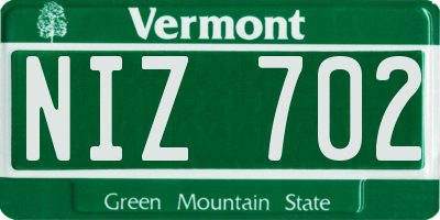 VT license plate NIZ702