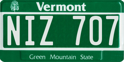 VT license plate NIZ707