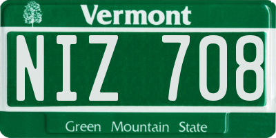 VT license plate NIZ708