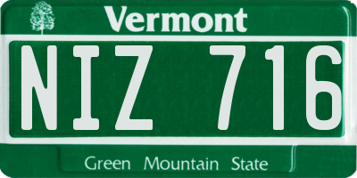 VT license plate NIZ716