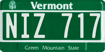 VT license plate NIZ717