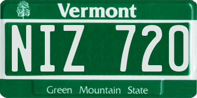 VT license plate NIZ720