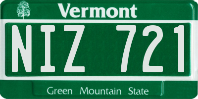 VT license plate NIZ721