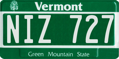 VT license plate NIZ727