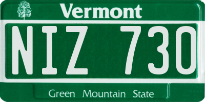 VT license plate NIZ730