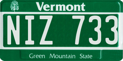VT license plate NIZ733