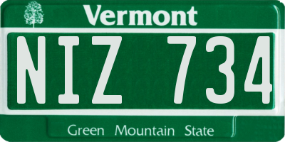 VT license plate NIZ734