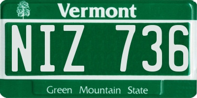 VT license plate NIZ736