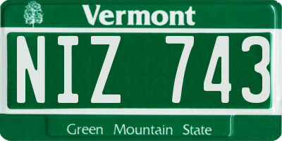 VT license plate NIZ743