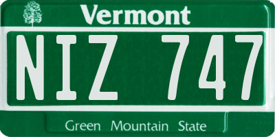 VT license plate NIZ747