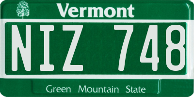 VT license plate NIZ748