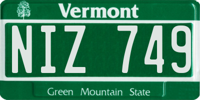VT license plate NIZ749
