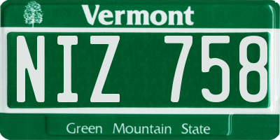 VT license plate NIZ758