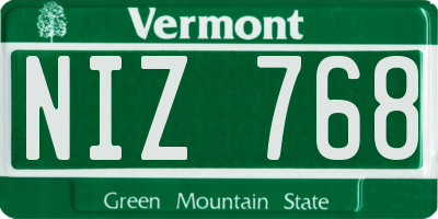 VT license plate NIZ768