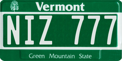 VT license plate NIZ777