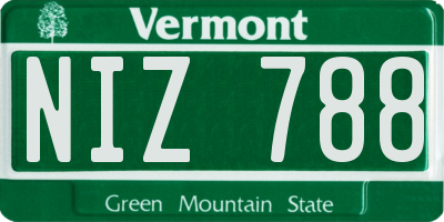 VT license plate NIZ788