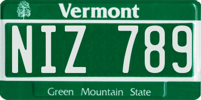 VT license plate NIZ789