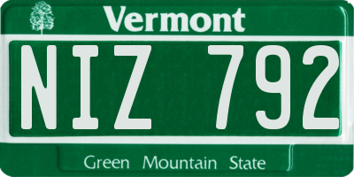 VT license plate NIZ792
