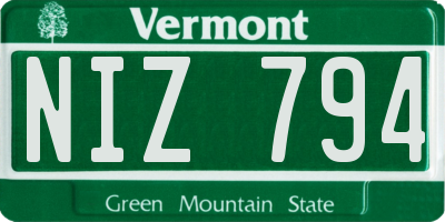 VT license plate NIZ794
