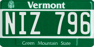 VT license plate NIZ796
