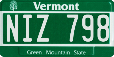 VT license plate NIZ798