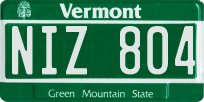 VT license plate NIZ804
