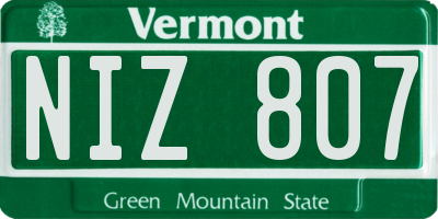 VT license plate NIZ807