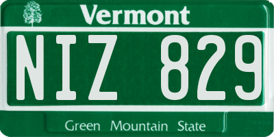 VT license plate NIZ829