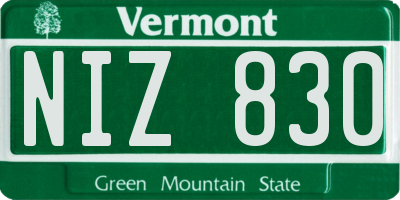 VT license plate NIZ830