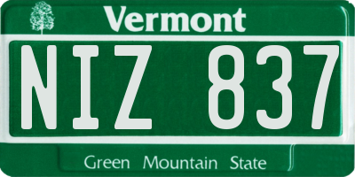 VT license plate NIZ837