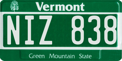 VT license plate NIZ838