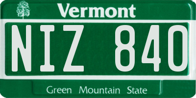 VT license plate NIZ840