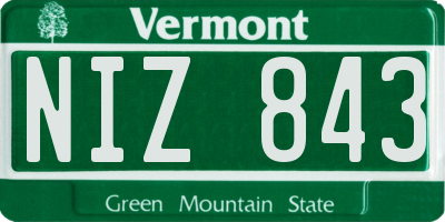 VT license plate NIZ843