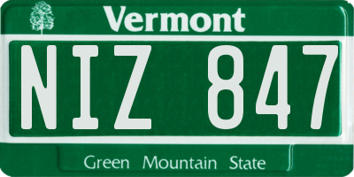 VT license plate NIZ847