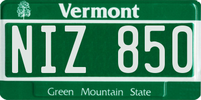 VT license plate NIZ850