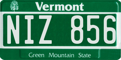 VT license plate NIZ856