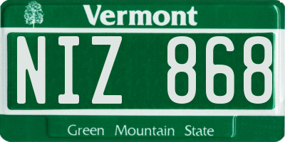 VT license plate NIZ868