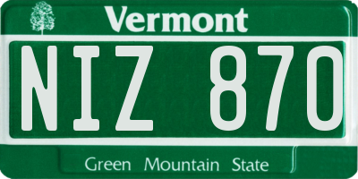 VT license plate NIZ870