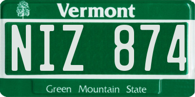 VT license plate NIZ874