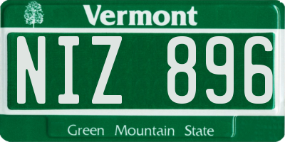 VT license plate NIZ896