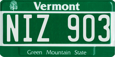 VT license plate NIZ903