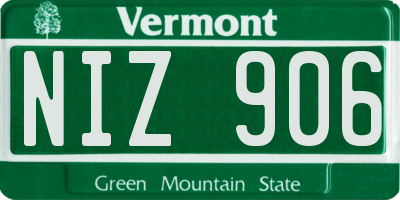 VT license plate NIZ906