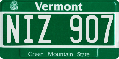 VT license plate NIZ907