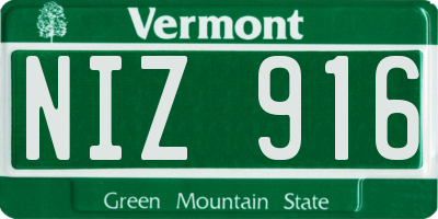 VT license plate NIZ916