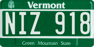 VT license plate NIZ918