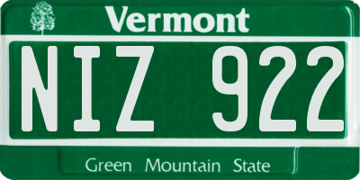 VT license plate NIZ922