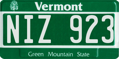 VT license plate NIZ923