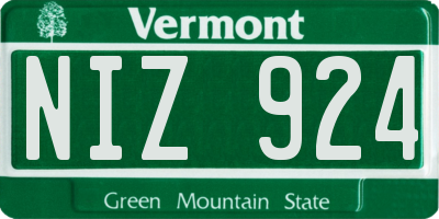 VT license plate NIZ924