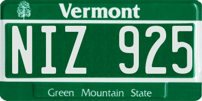 VT license plate NIZ925