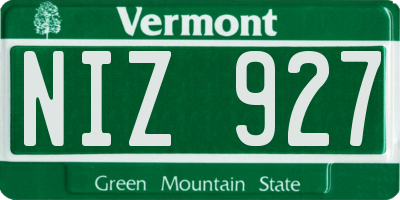 VT license plate NIZ927